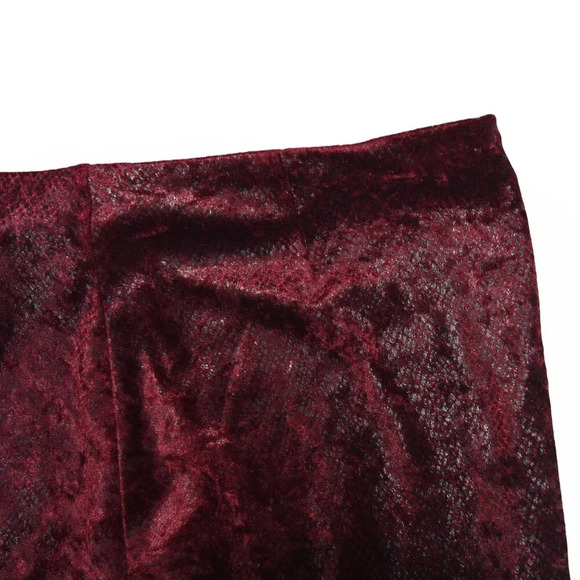VINTAGE EXPRESS || Glam Velour Mixed Texture Snakeprint Ox Blood Flowy Pants 3 4 - Picture 9 of 10